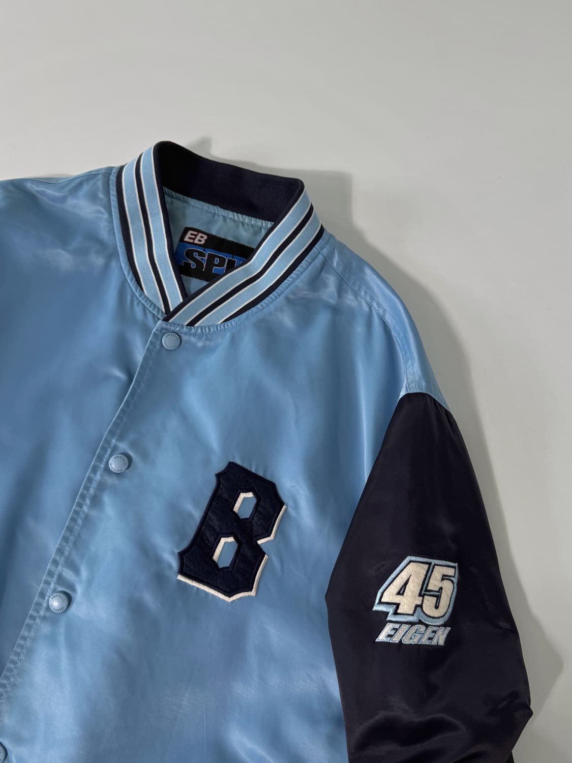 VTG 90's 스카이블루 배색 바시티 자켓 m 상품이미지3