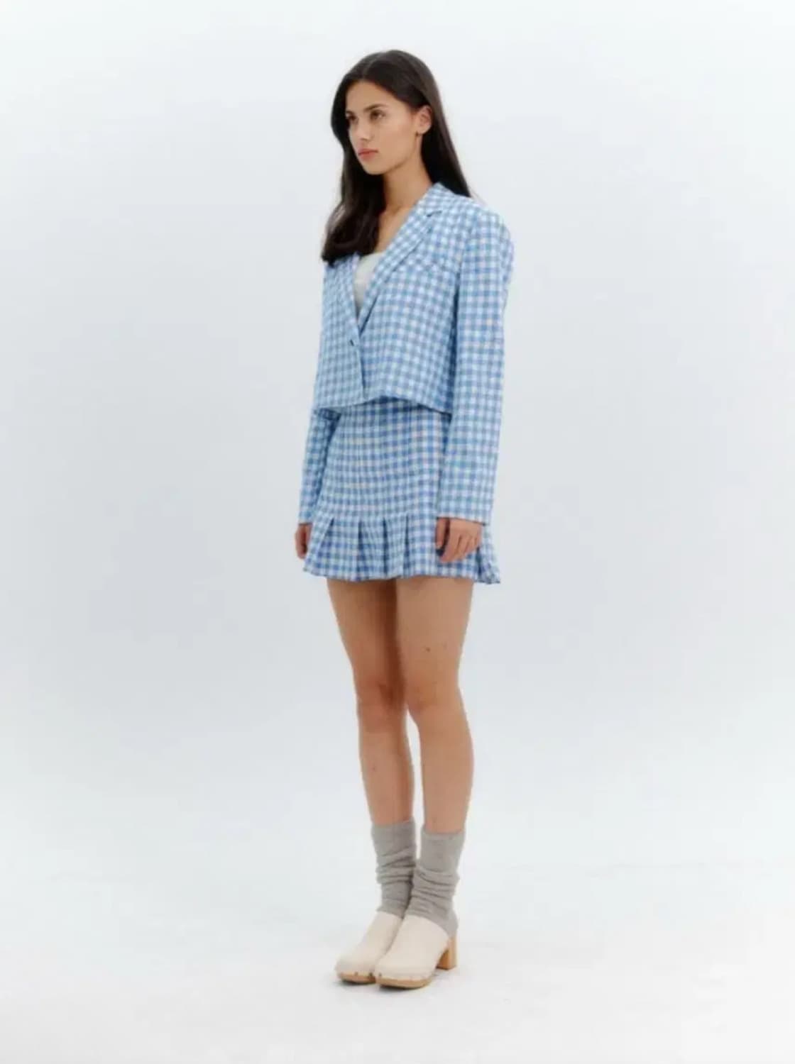세이노모어 블루 체크 자켓 스커트 셋업 상품이미지2