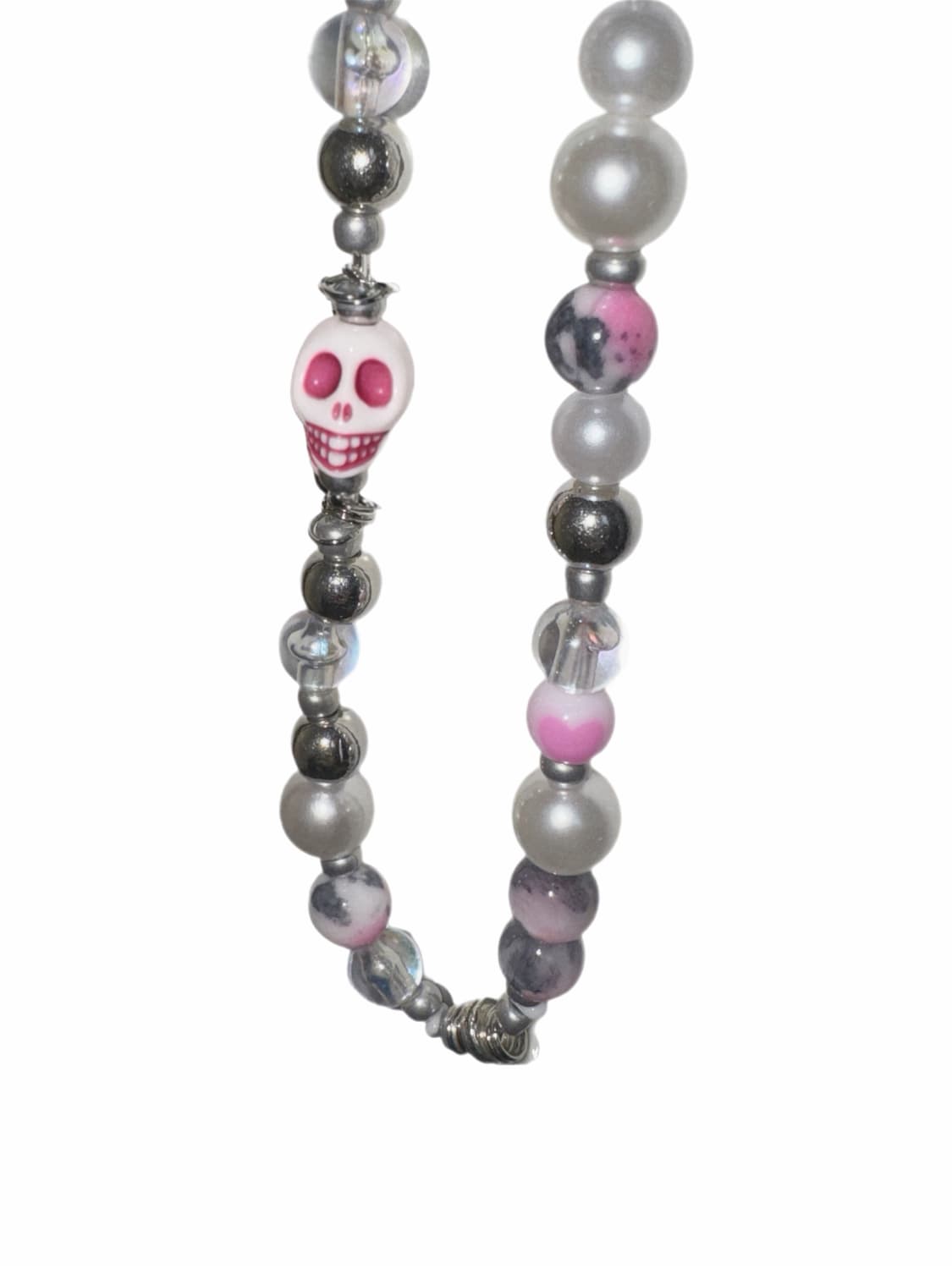 (룸즈) pink skull 해골 비즈목걸이 상품이미지2