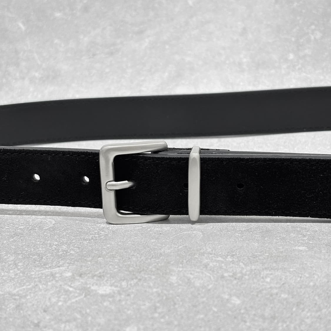 Oribell 새틴 실버 버클 이탈리아 스웨이드 소가죽 베이직 벨트 상품이미지5