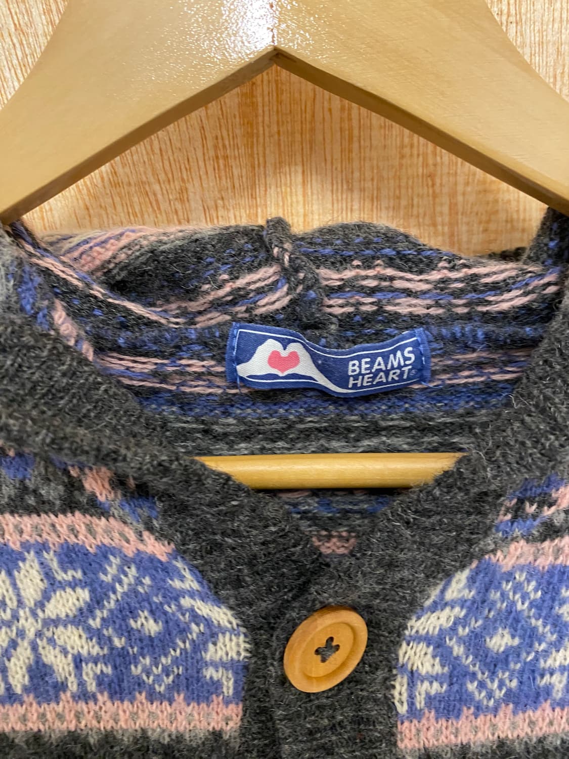 BEAMS fair isle hood cardigan 빔즈 후드 가디건 상품이미지4