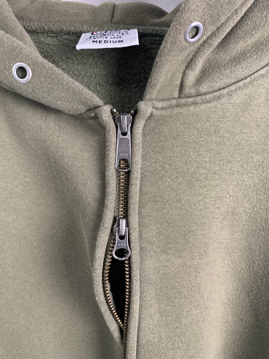 벤 데이비스 자수로고 카키 후드집업 상품이미지5