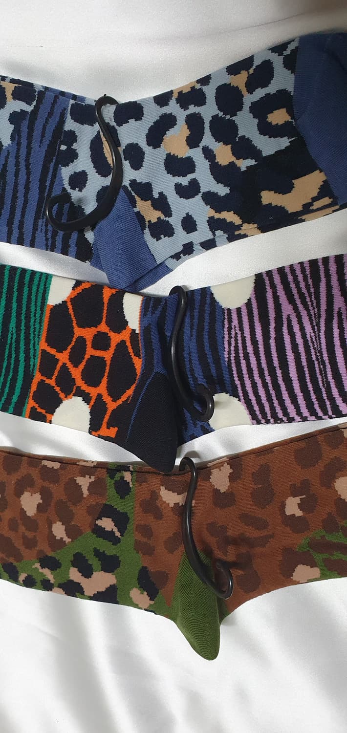 블루 퍼플 그린 호피 레오파드 말줄 패턴 비비안웨스트우드 양말  상품이미지8