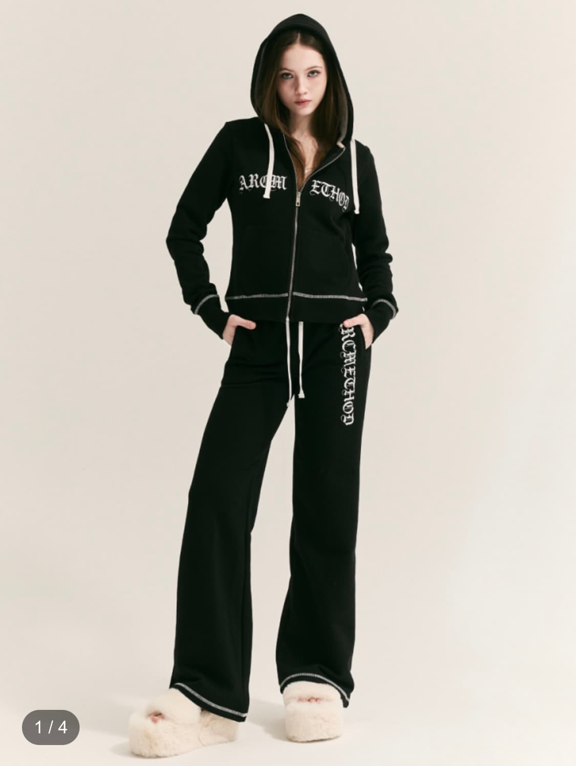 아크메서드 애프터 클래스 로고 부츠컷 팬츠 블랙 상품이미지1