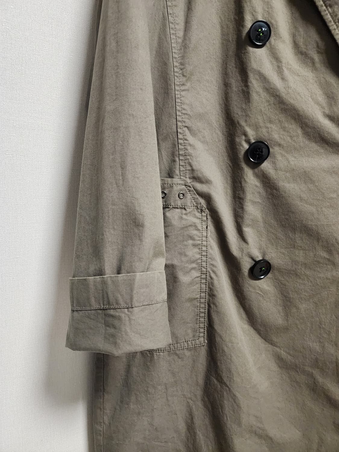 GGPX  더블버튼 봄 롱 자켓 카키색 상품이미지4