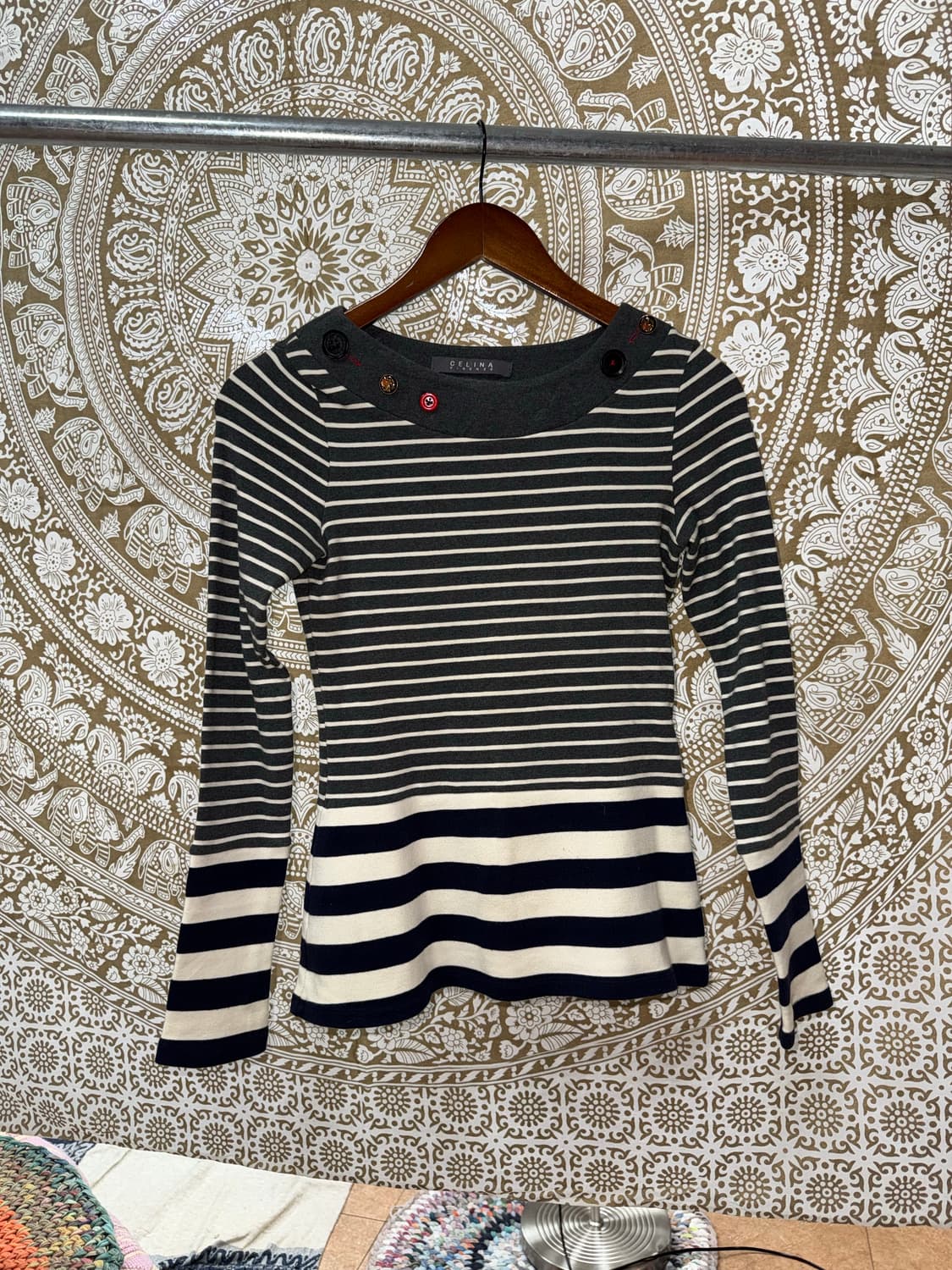 Firenze 버튼 스트라이프 긴팔 티  상품이미지3