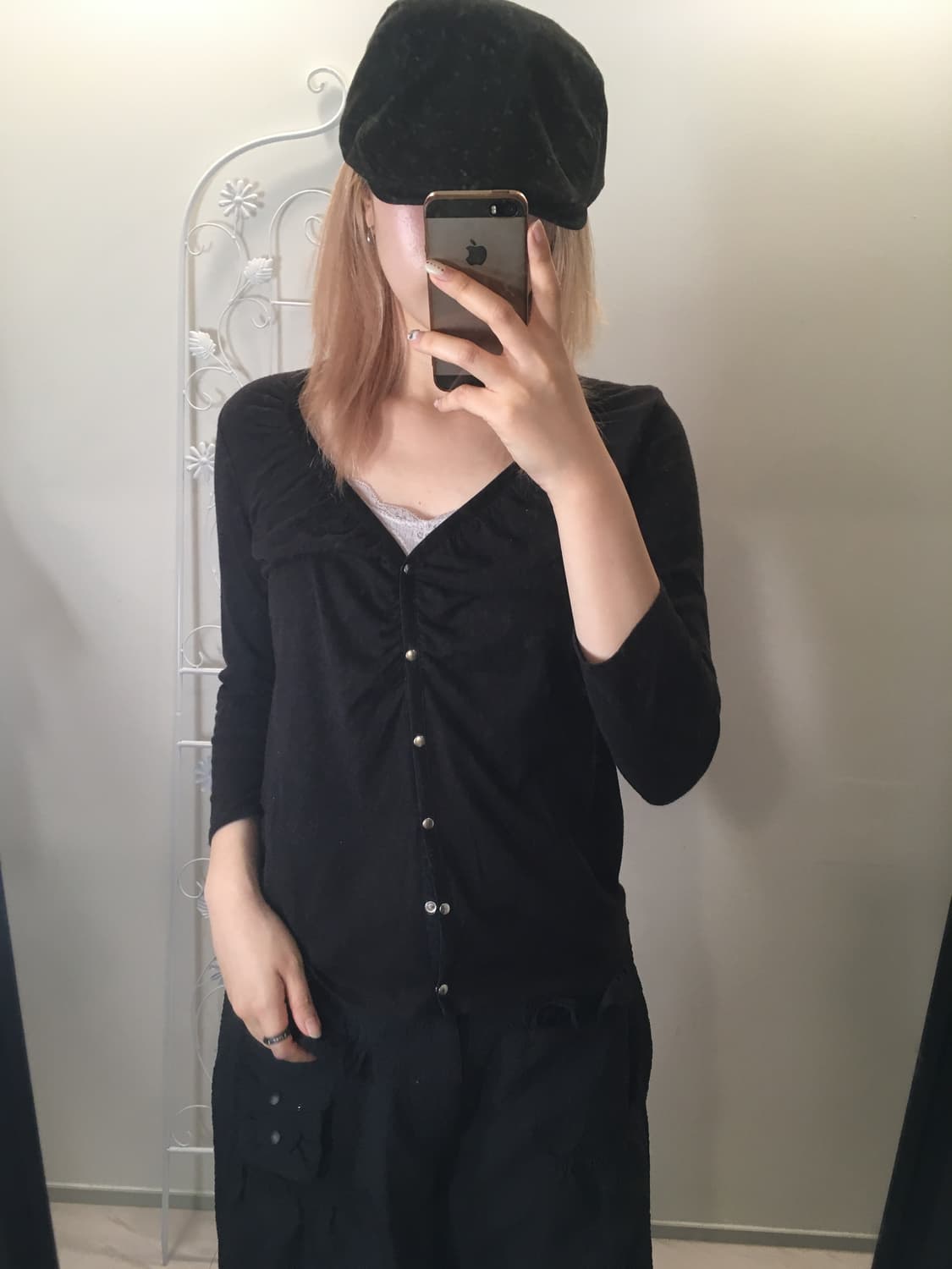 jpn vintage 블랙 셔링 가디건 상품이미지3
