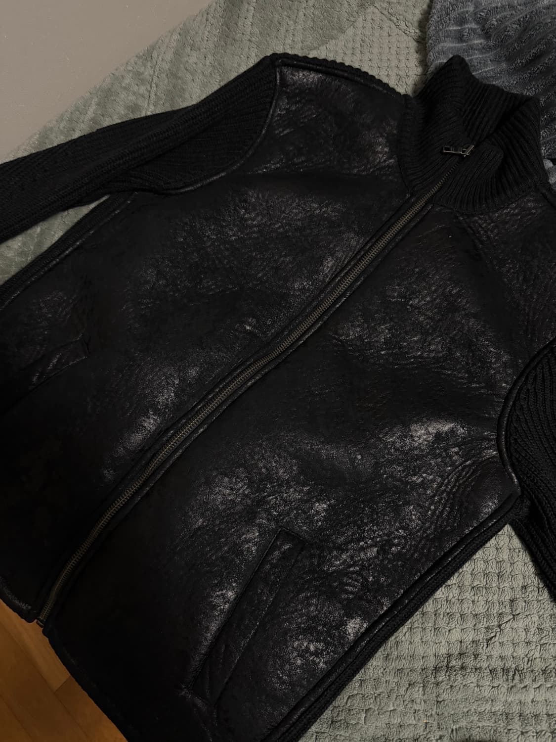 [L]아르마니 익스체인지 레더 니트 집업자켓 상품이미지1