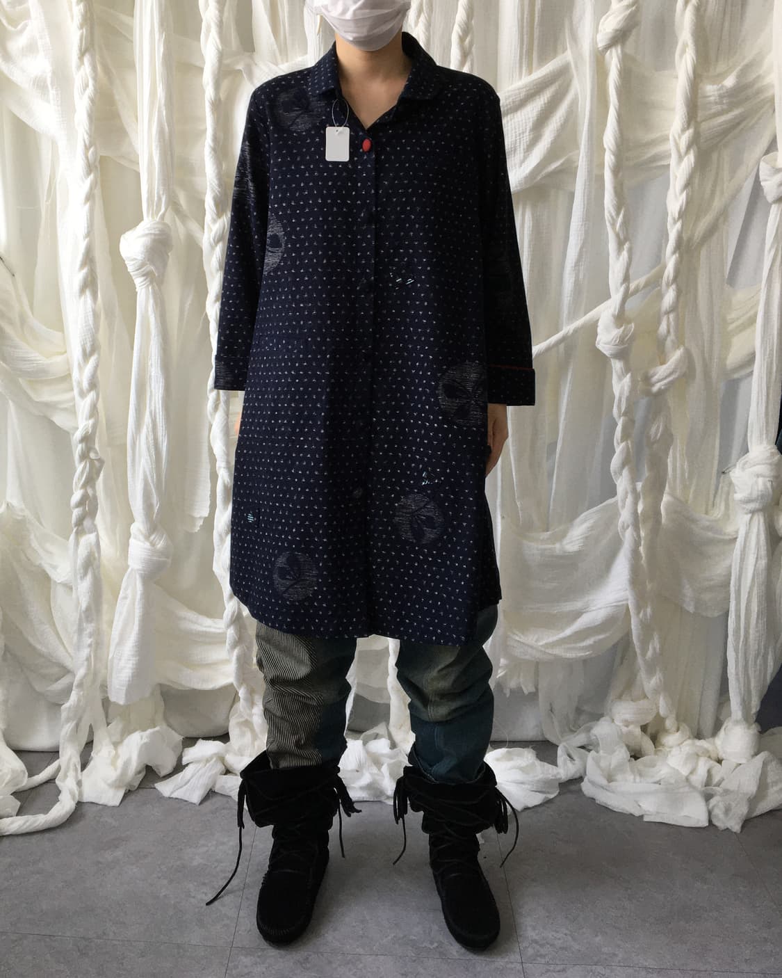 Button point pattern long shirt 상품이미지9