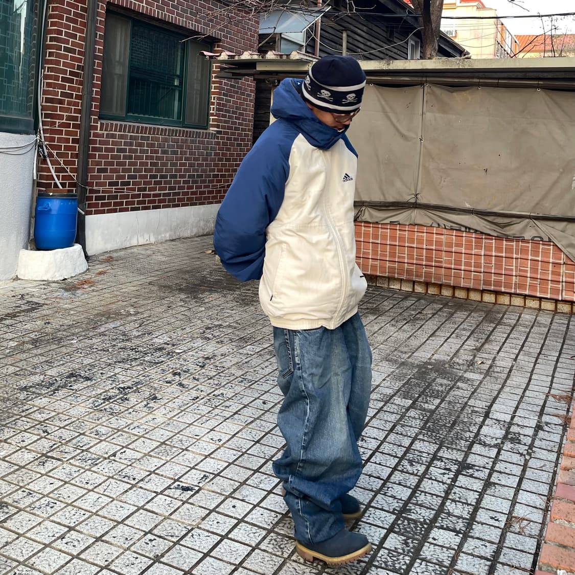 빈티지 스컬 패턴 비니 상품이미지1