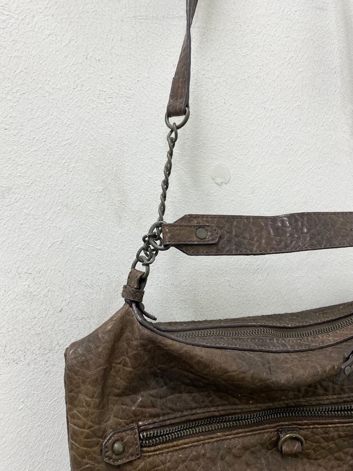 Chain Detail Brown Leather Bag 상품이미지4