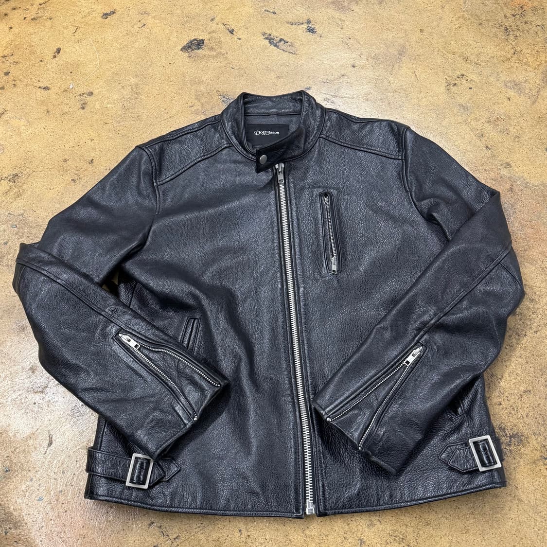 [정품/L] 도프제이슨 블랙 가죽 라이더 자켓 b15 상품이미지2