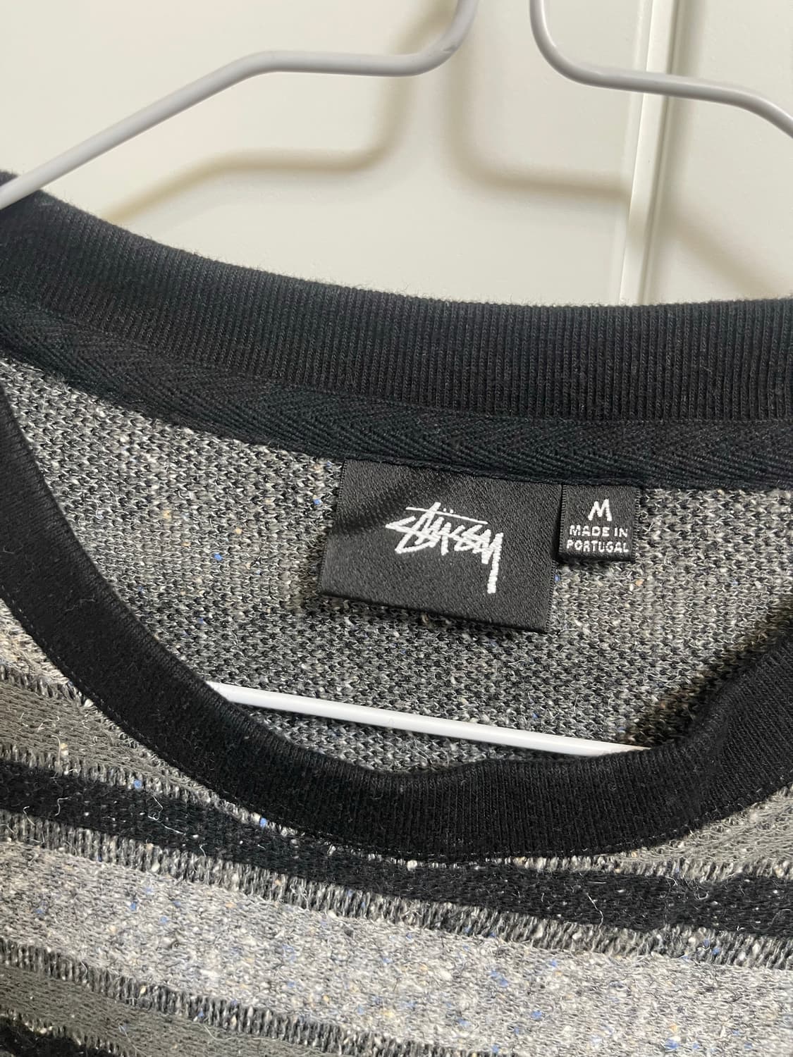 스투시 블랙 그레이 스트라이프 슬리브 티셔츠 M 상품이미지3