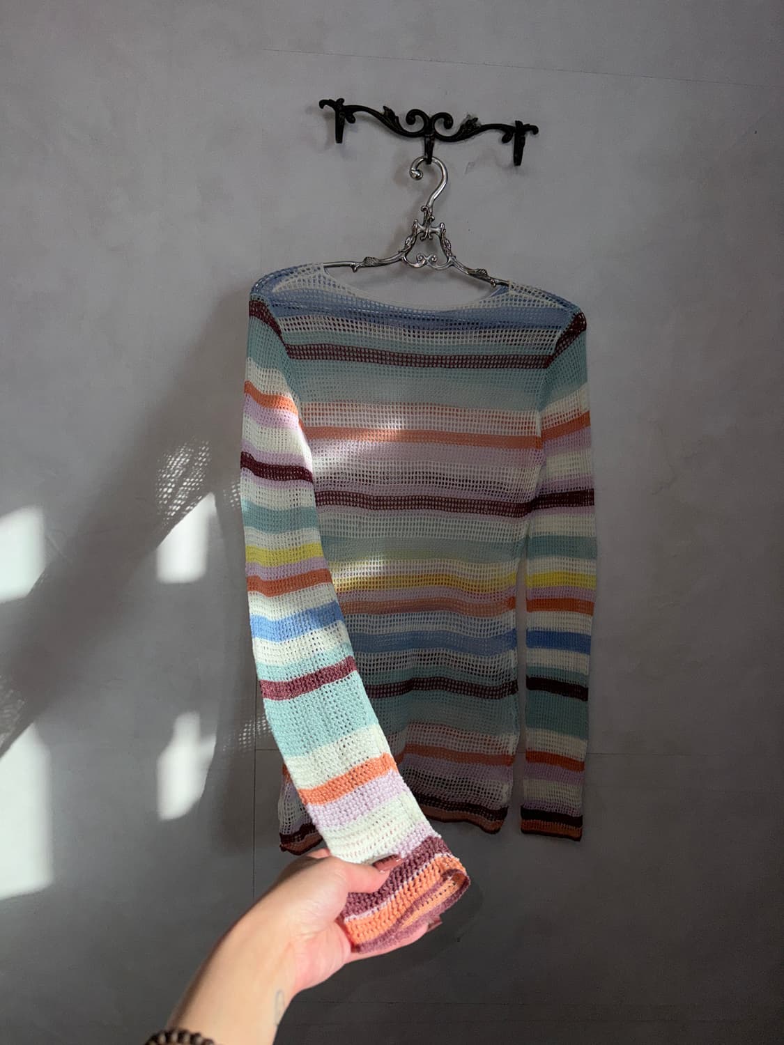 Mute rainbow stripe loose slim knit 상품이미지2