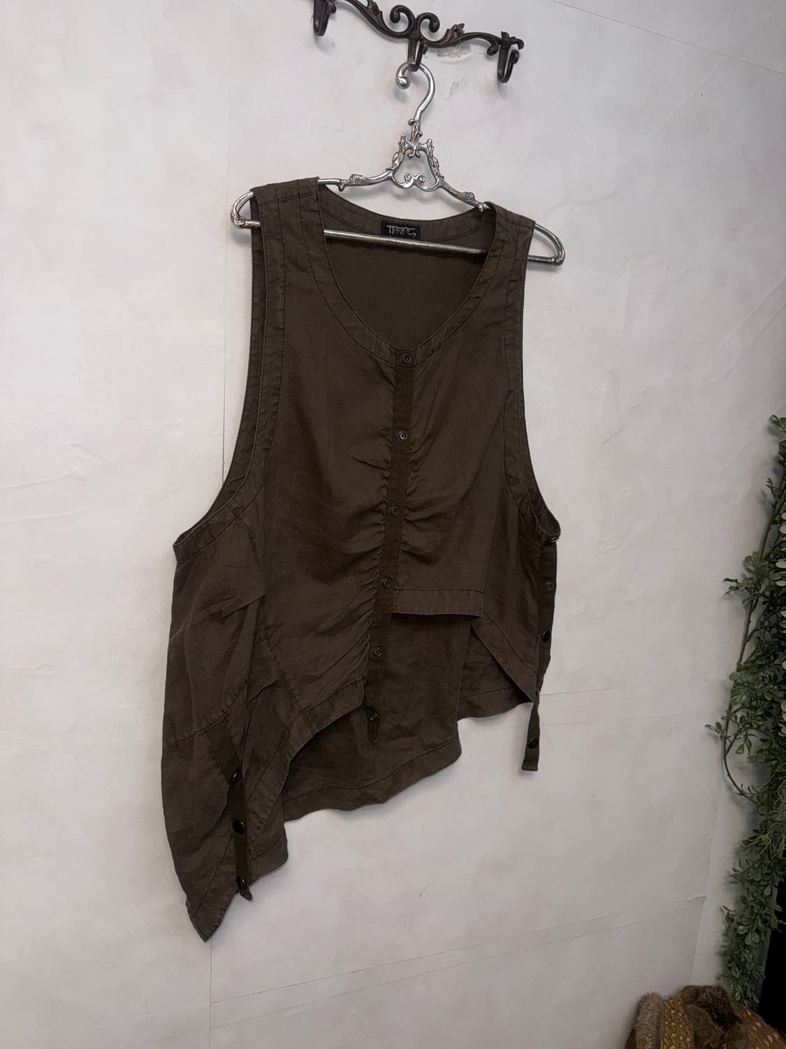 Dark brown shirring button balloon 슬리브리스 상품이미지3