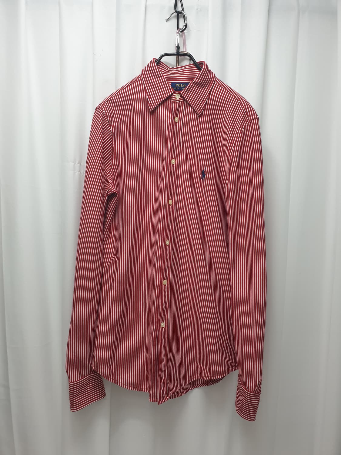 폴로 스트라이프 긴팔 셔츠 레드 s 상품이미지1