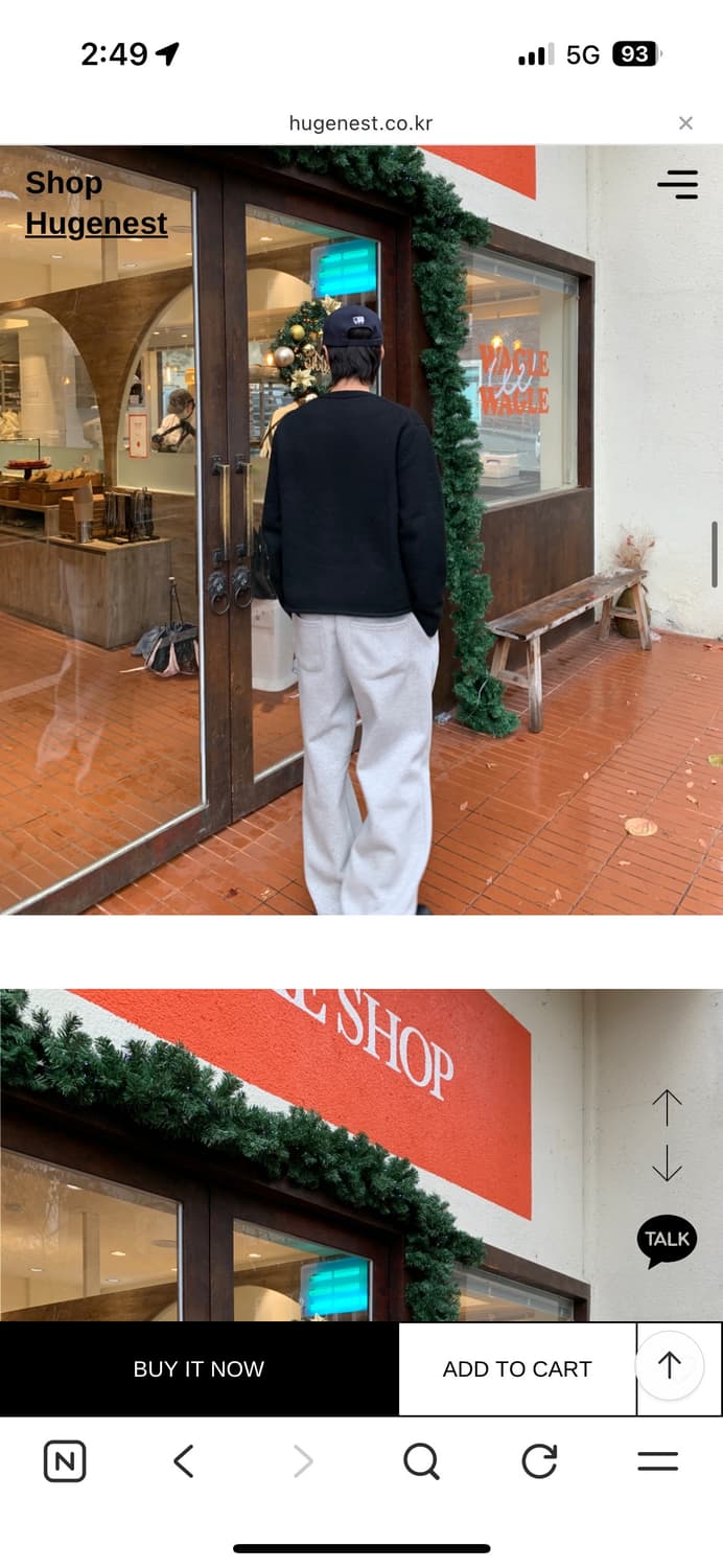 새거)) 휴즈네스트 정가6.5 기모  프론트턱 스웻팬츠 그레이 상품이미지5