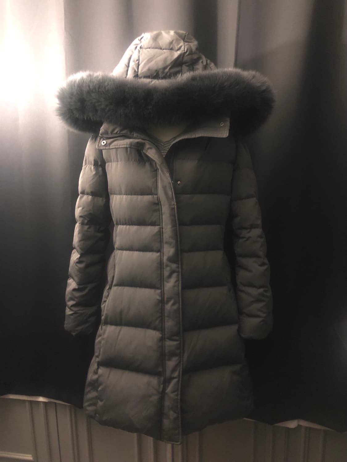 로엠 폭스퍼 벨티드 덕다운 롱패딩 그레이 M 상품이미지4