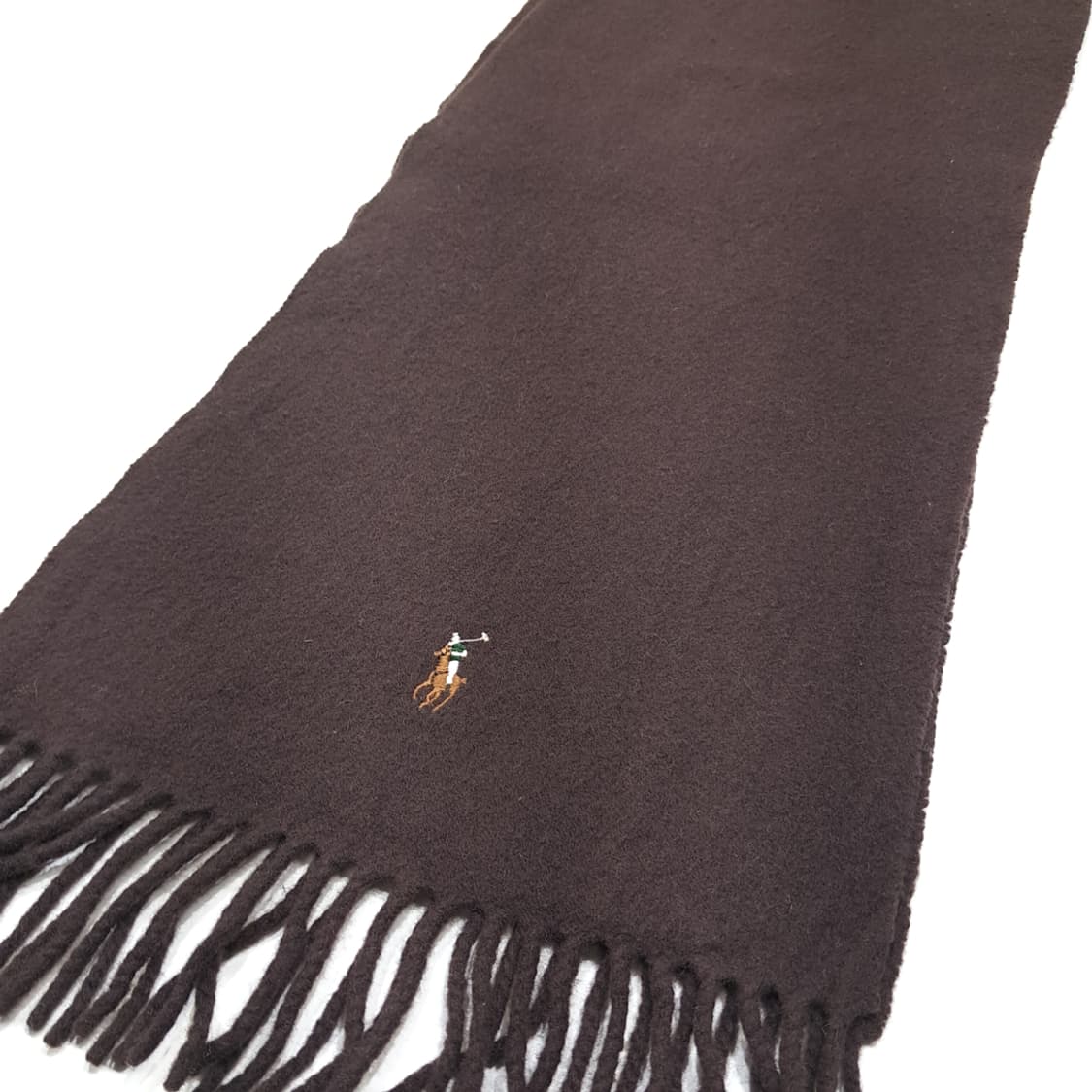 MX431 폴로 이태리판 램스울 포니자수 브라운 머플러 목도리 상품이미지3