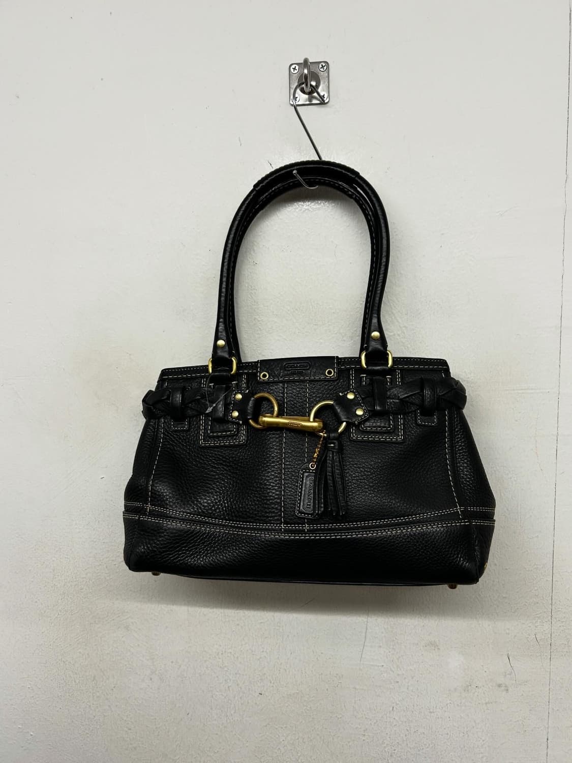 빈티지 코치 블랙 레더 숄더백 상품이미지1