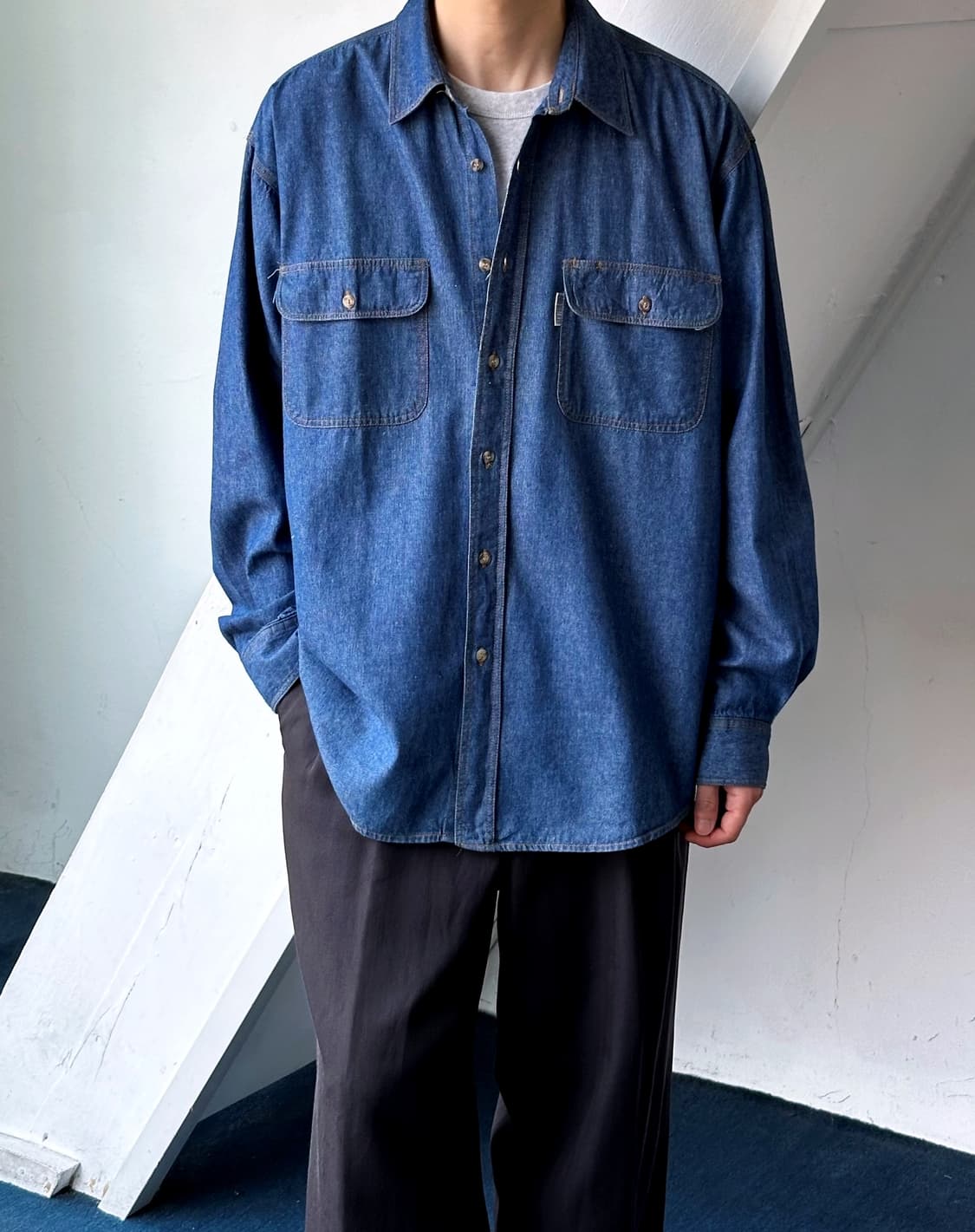 Cotton denim worker shirt 상품이미지9