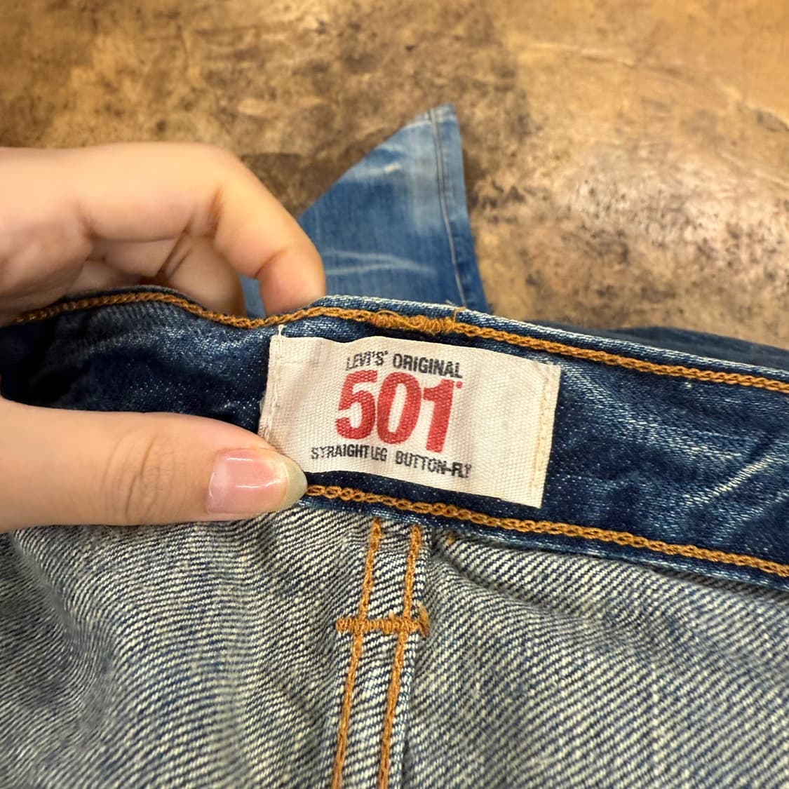 [ 정품/34,33 ] 리바이스 501 데미지 워싱 데님 팬츠 b15 상품이미지6