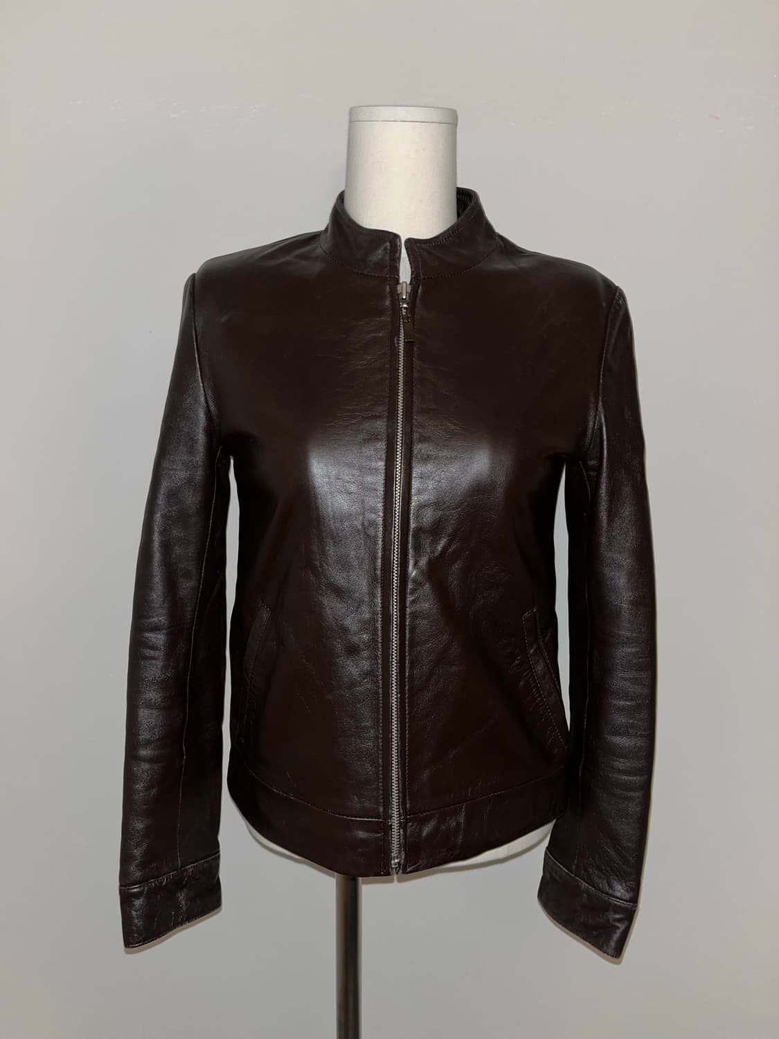 leather sheepskin brown jacket 상품이미지2