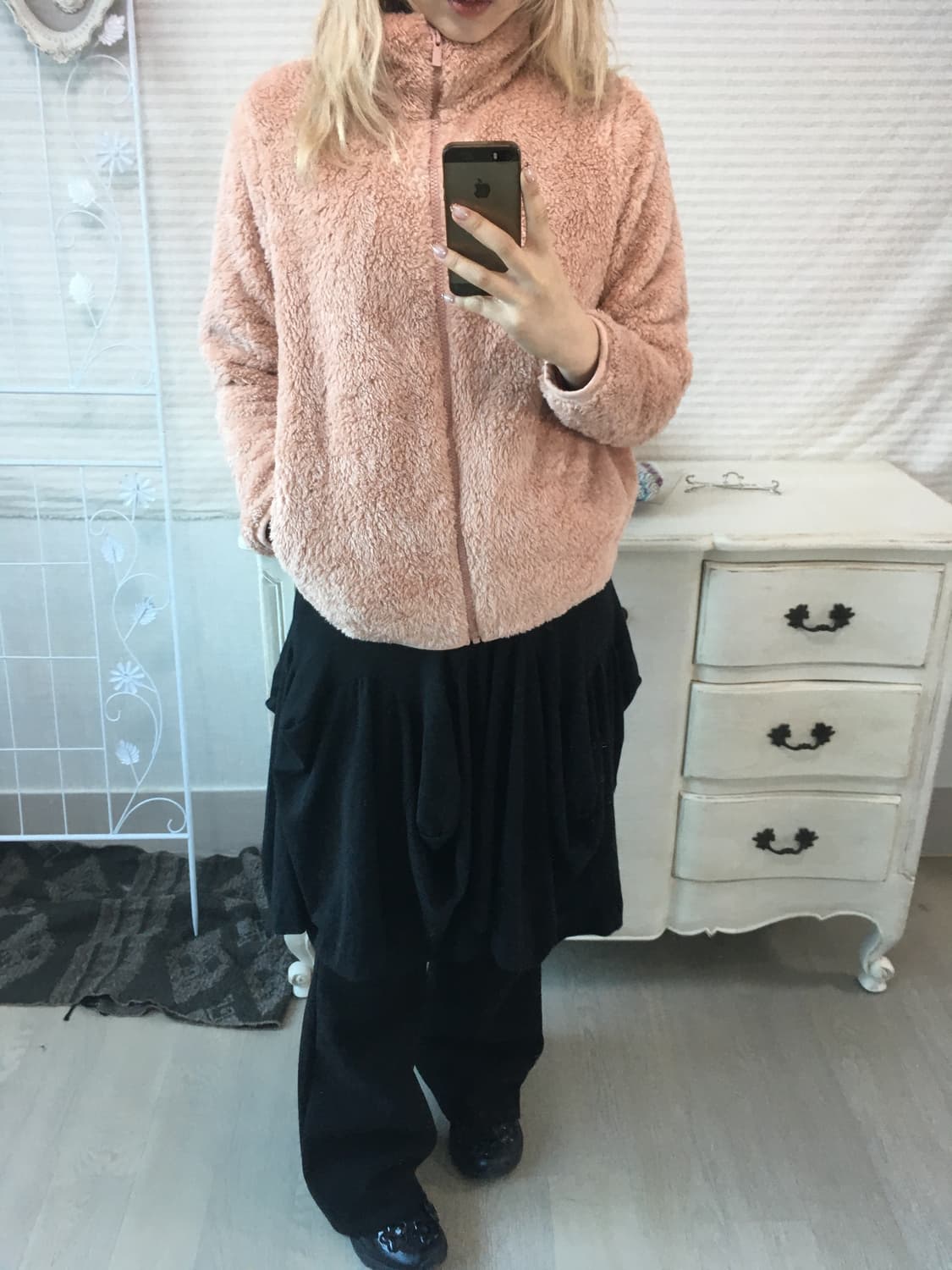 jpn vintage coral pink fleece zip-up 상품이미지5