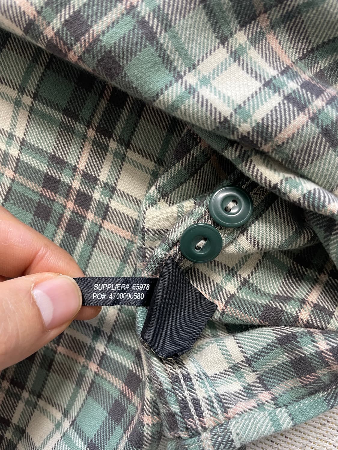 RRL 그린 베이지 체크 워크셔츠(L) 상품이미지5