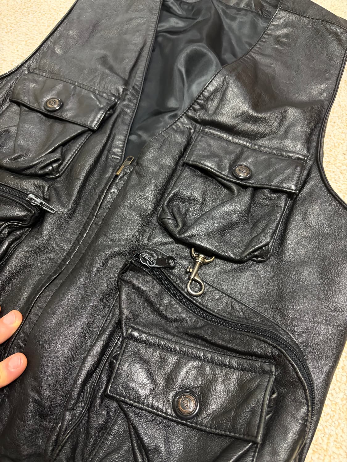 L) 빈티지 멀티포켓 레더 베스트 상품이미지2