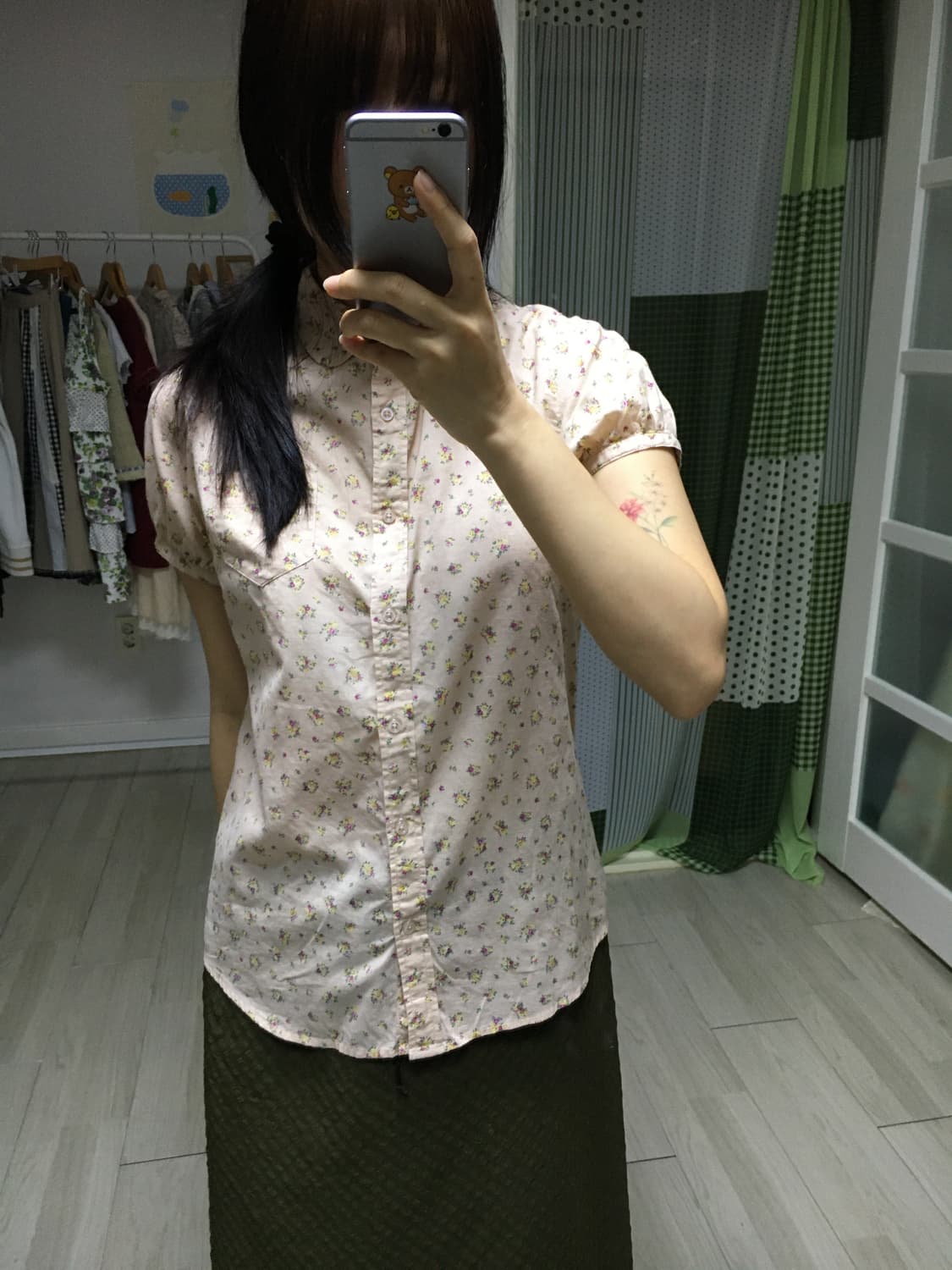 살구 플라워 반소매 블라우스 상품이미지9