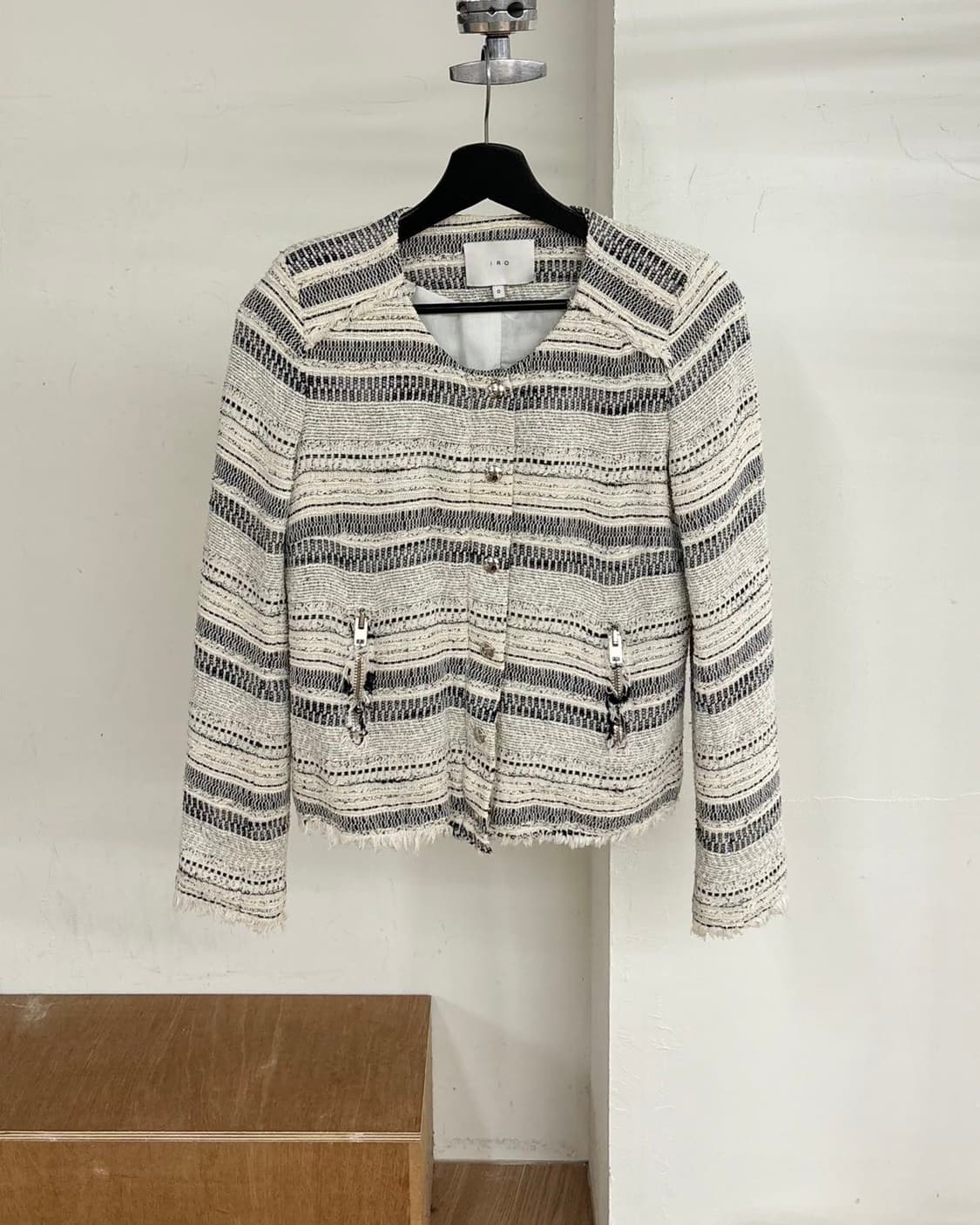 이로 블랙 앤 화이트 리지 트위드 자켓 상품이미지1