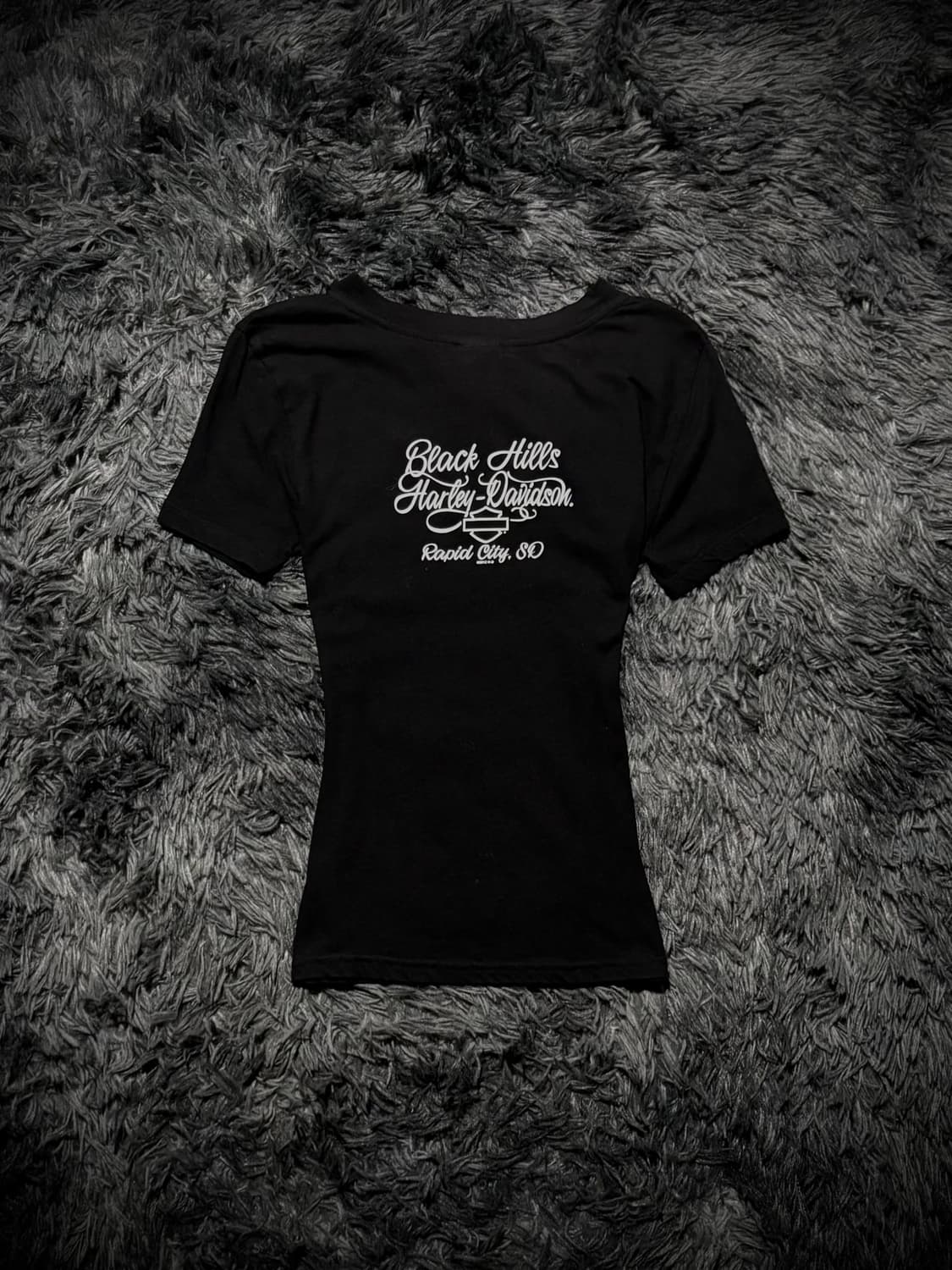 HARLEY DAVIDSON 레터링 레드 큐빅 V넥 블랙 빈팔 티셔츠 상품이미지2