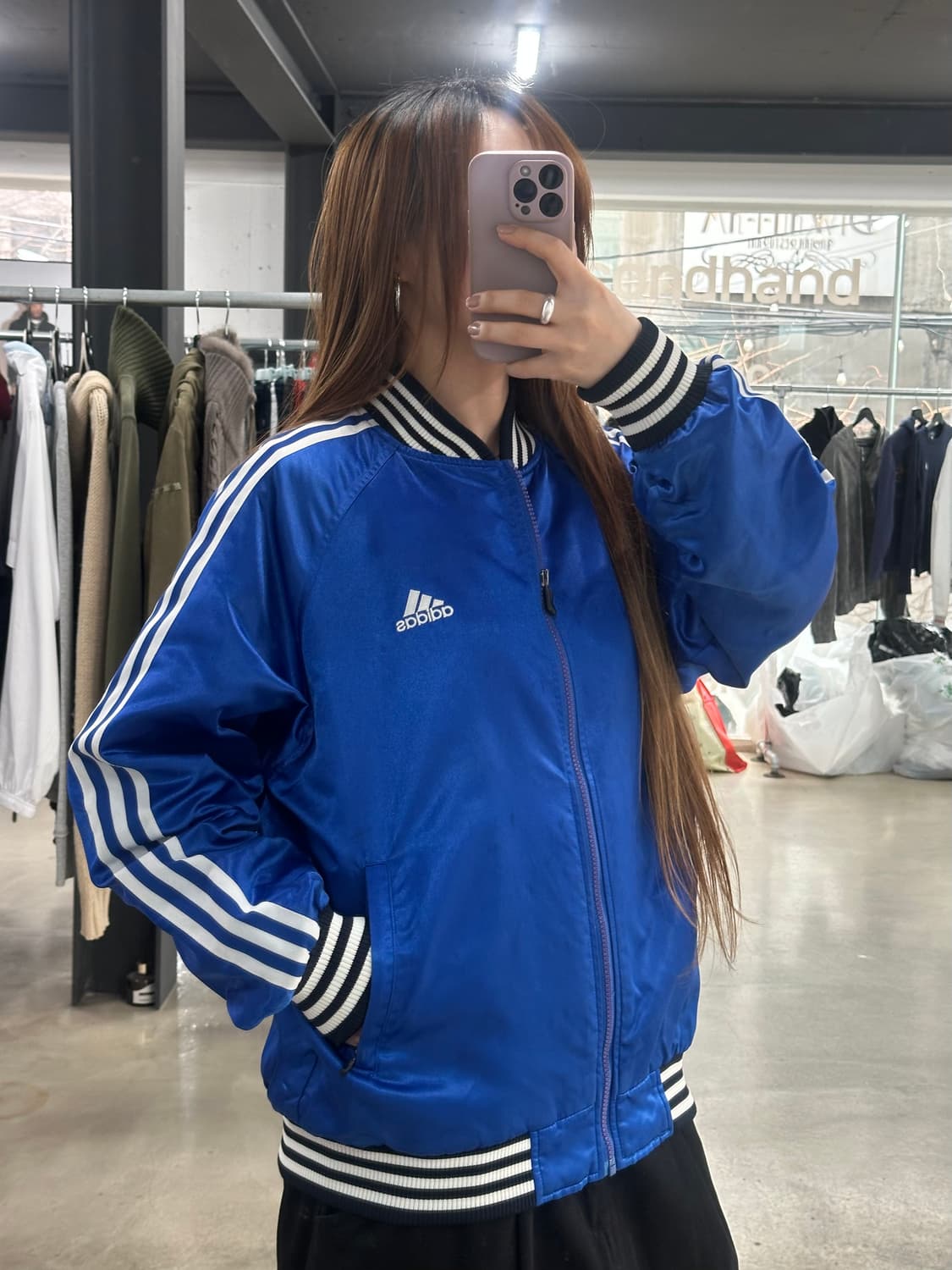 아디다스 00s 백로고 사틴블루 바시티켓 상품이미지3