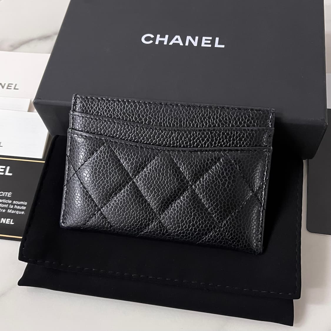 [S급/정품] 샤넬 클래식 그레인드 실버 메탈 로고 카드지갑 상품이미지3