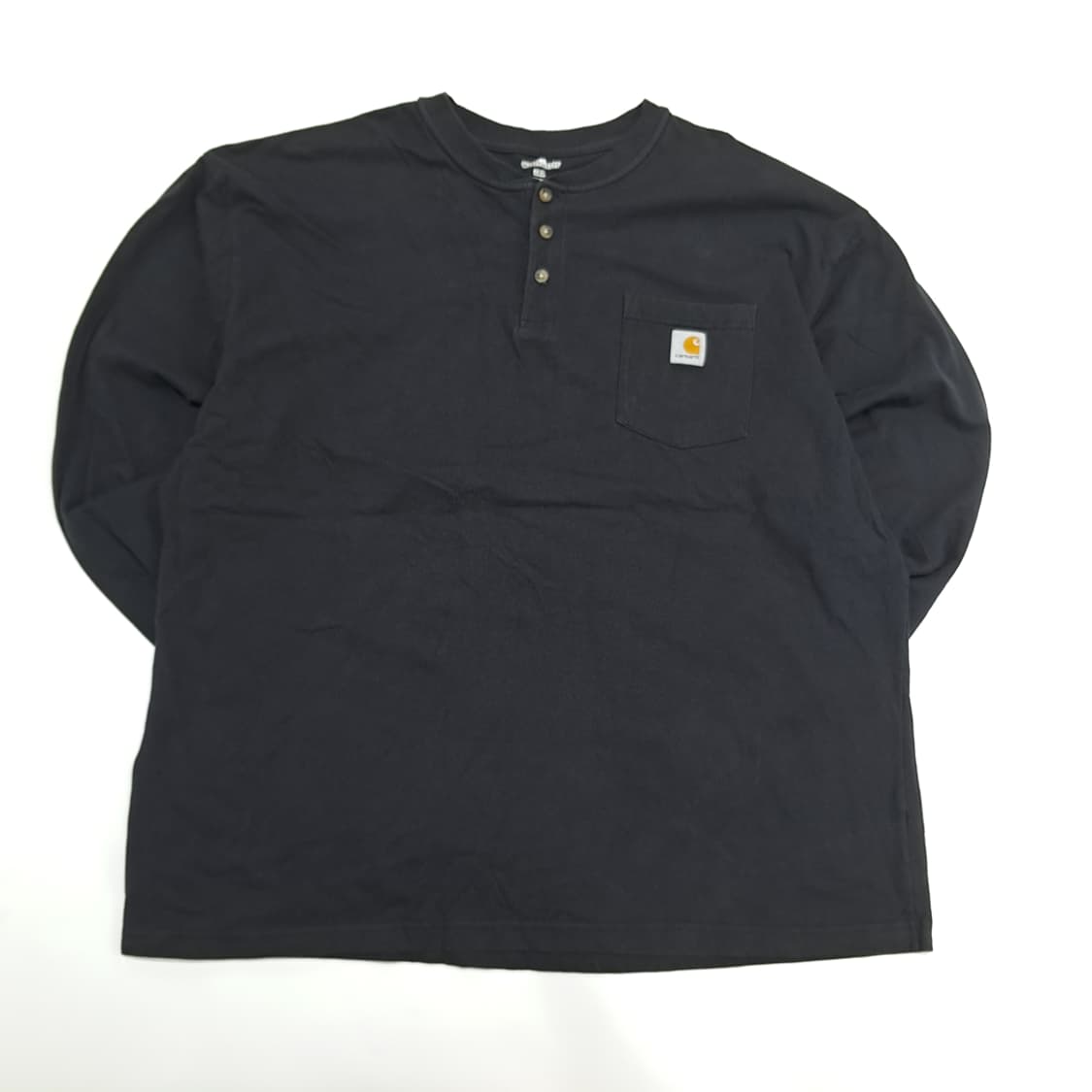 Co774 2XL 칼하트 블랙 포켓 헨리넥 긴팔 티셔츠 상품이미지1