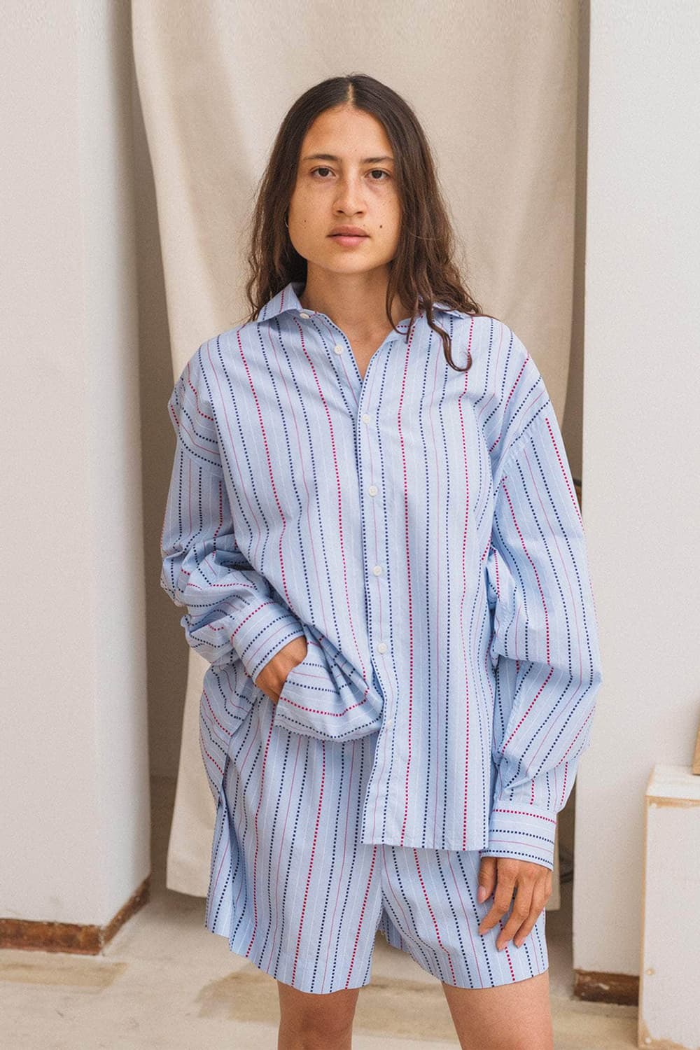 [S] 베이스레인지 claude shirt / matrix stripe 상품이미지3