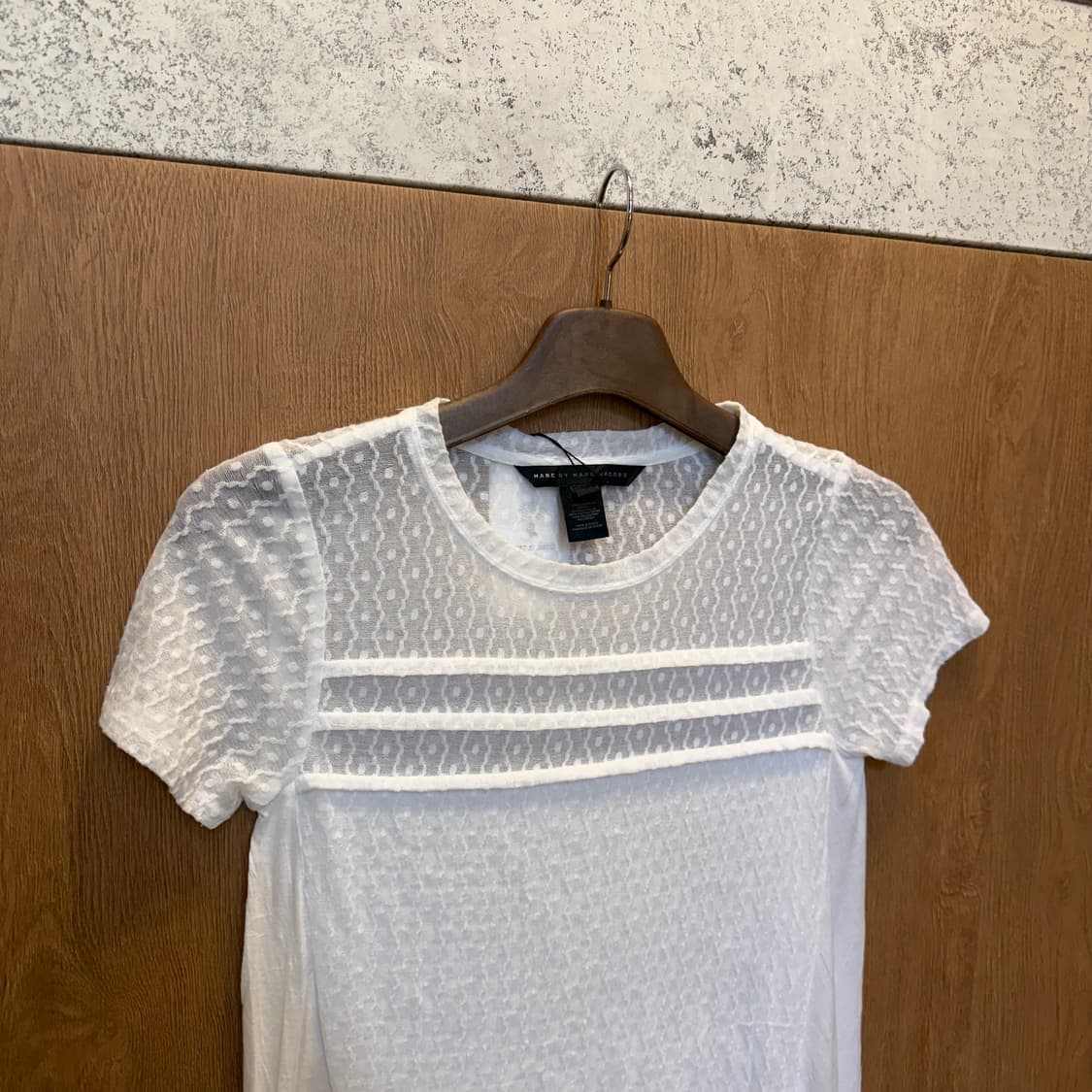마크 바이 마크 제이콥스 반팔 티셔츠 시스루 레이스 패널 디테일 화이트 상품이미지3