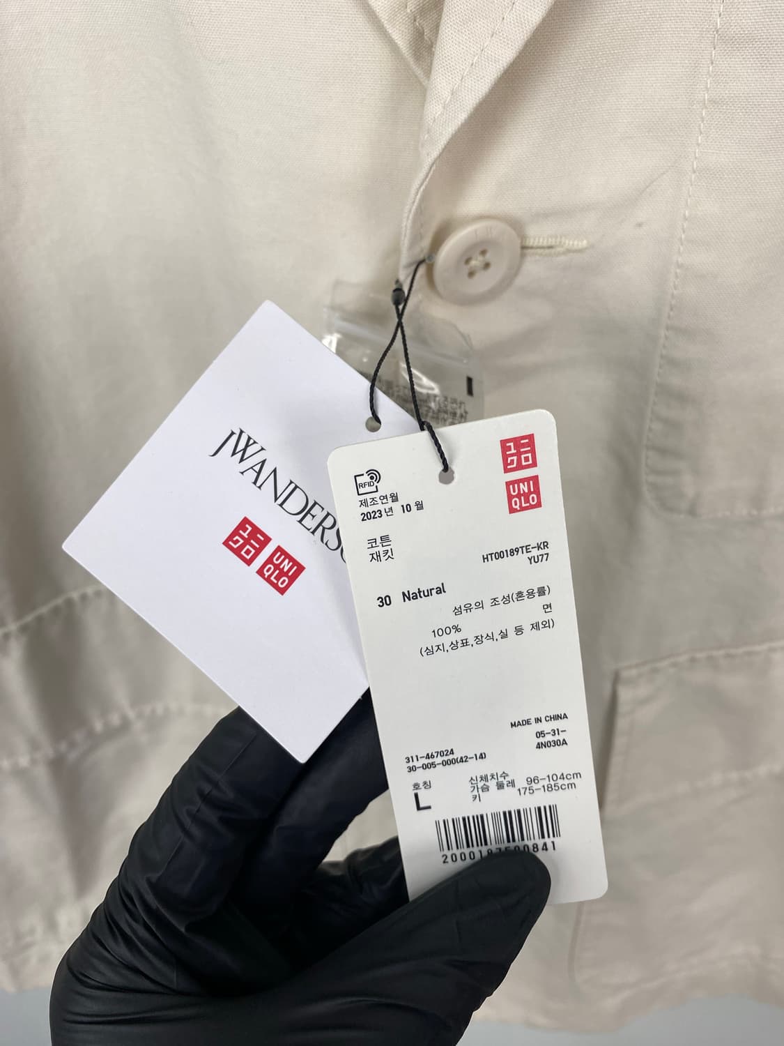 유니클로 jw앤더슨 코튼 테일러 자켓 새상품 엔가맛 L 상품이미지3