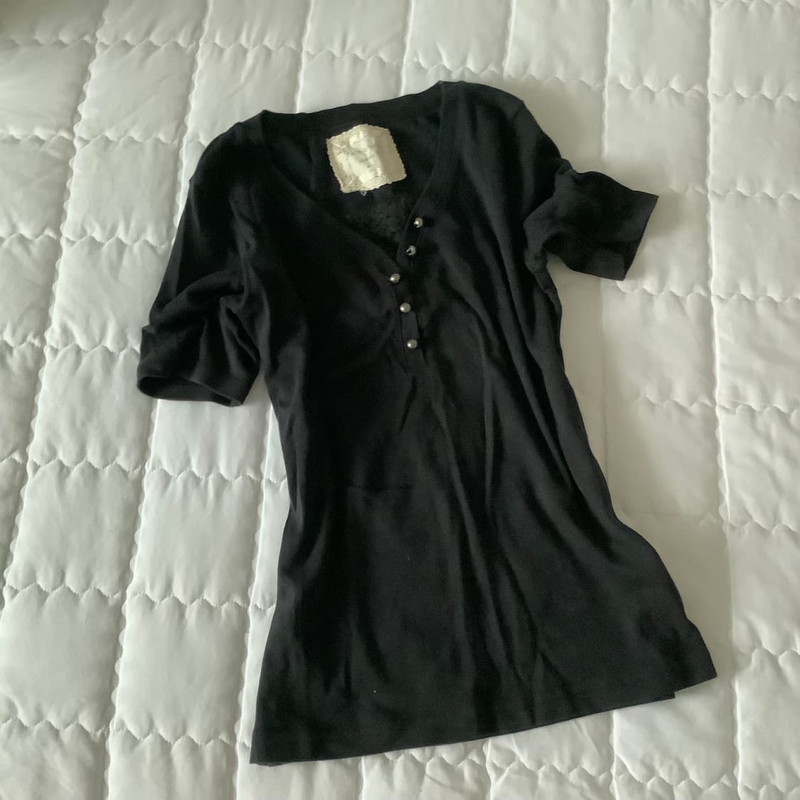 theoria 일본 빈티지 레이스 헨리넥 반팔티 상품이미지2