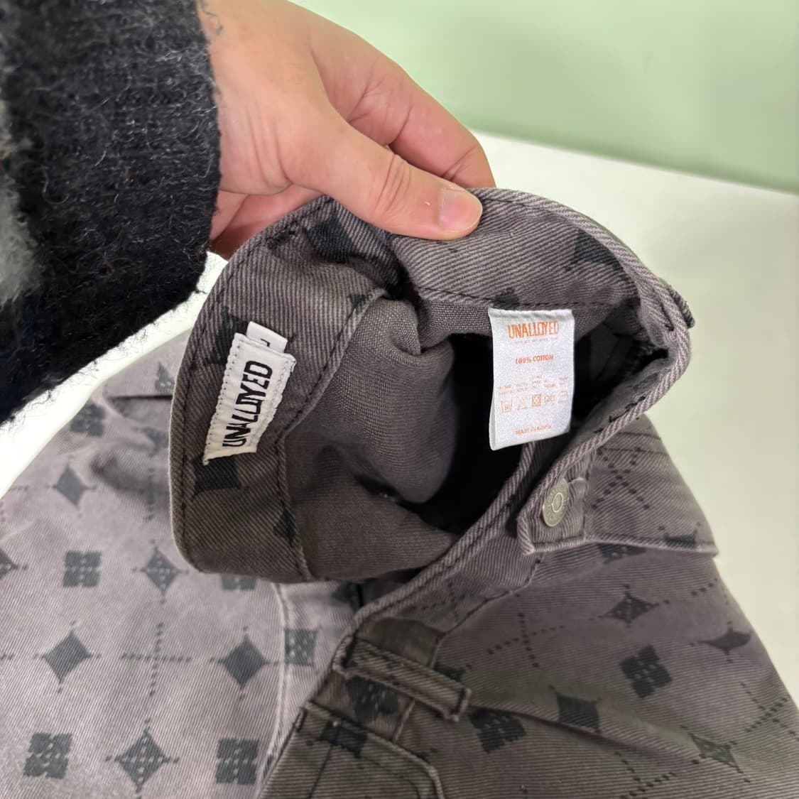 S 어널로이드 세미와이드 아가일 흑청 데님팬츠 상품이미지5