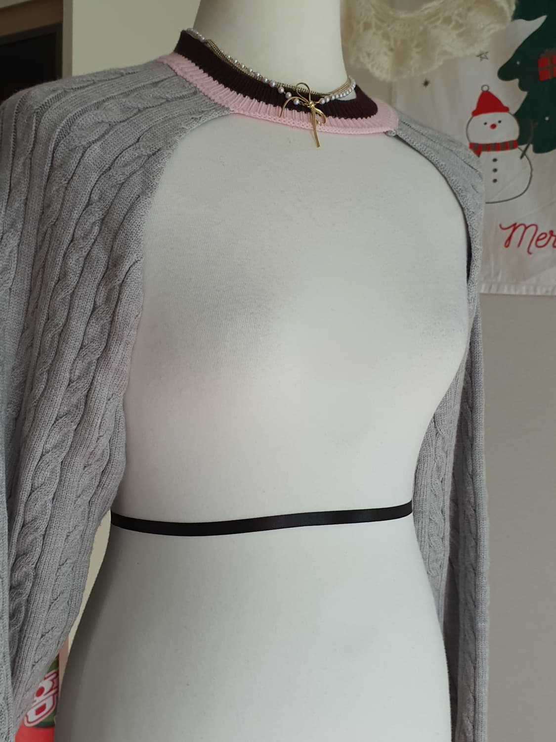 [빈티지] 회색 볼레로 니트재질 상품이미지3