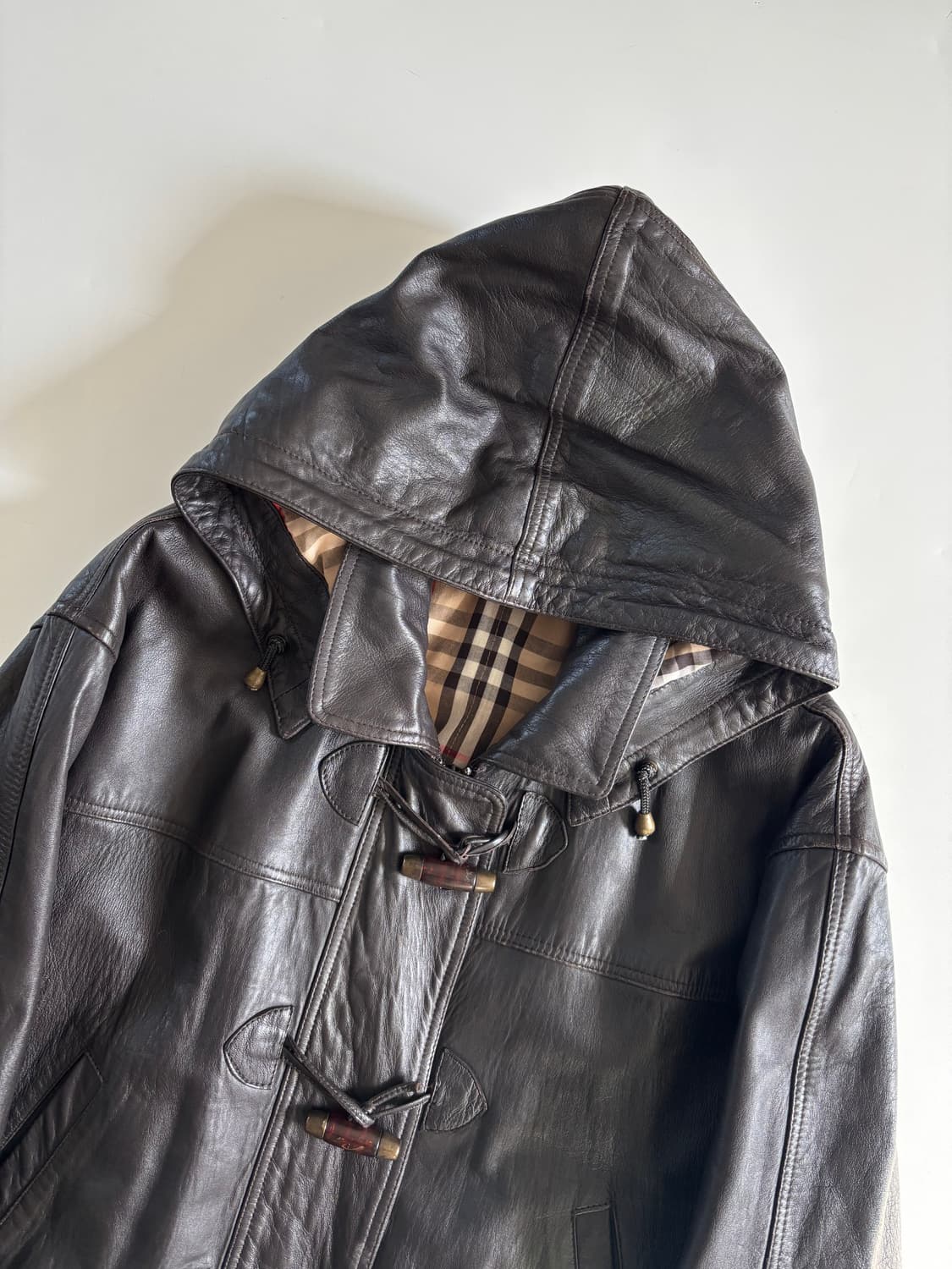 Burberrys 버버리 레더 후드 더플 코트 상품이미지5