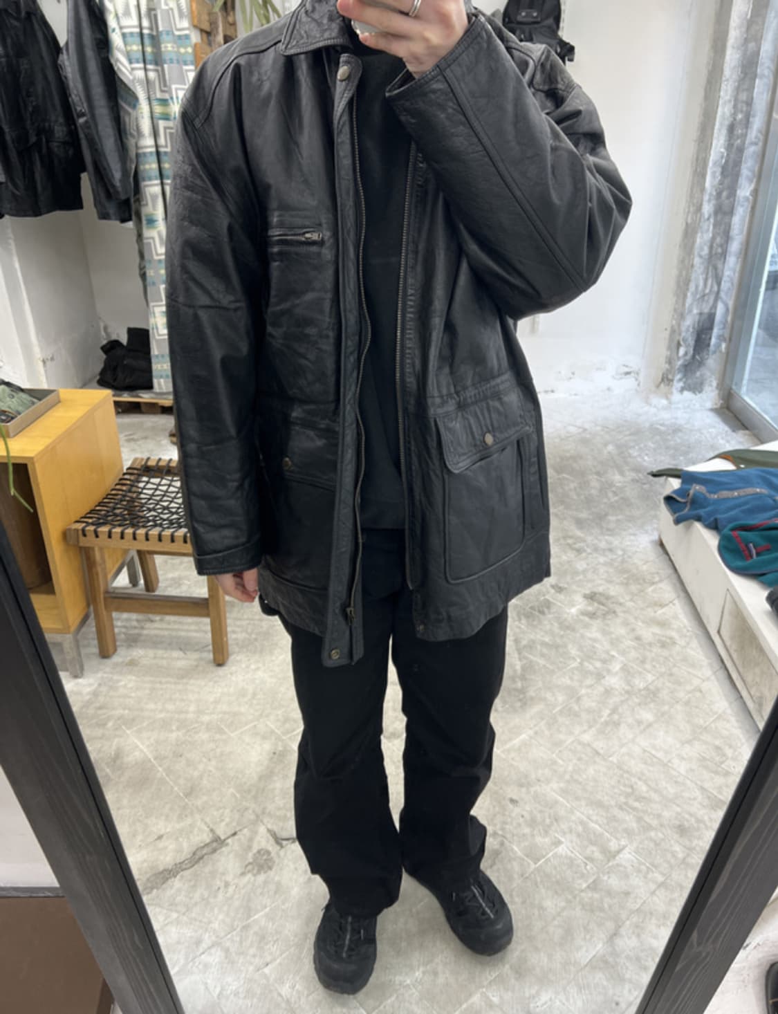 UNIQUE 레더 카코트 상품이미지5