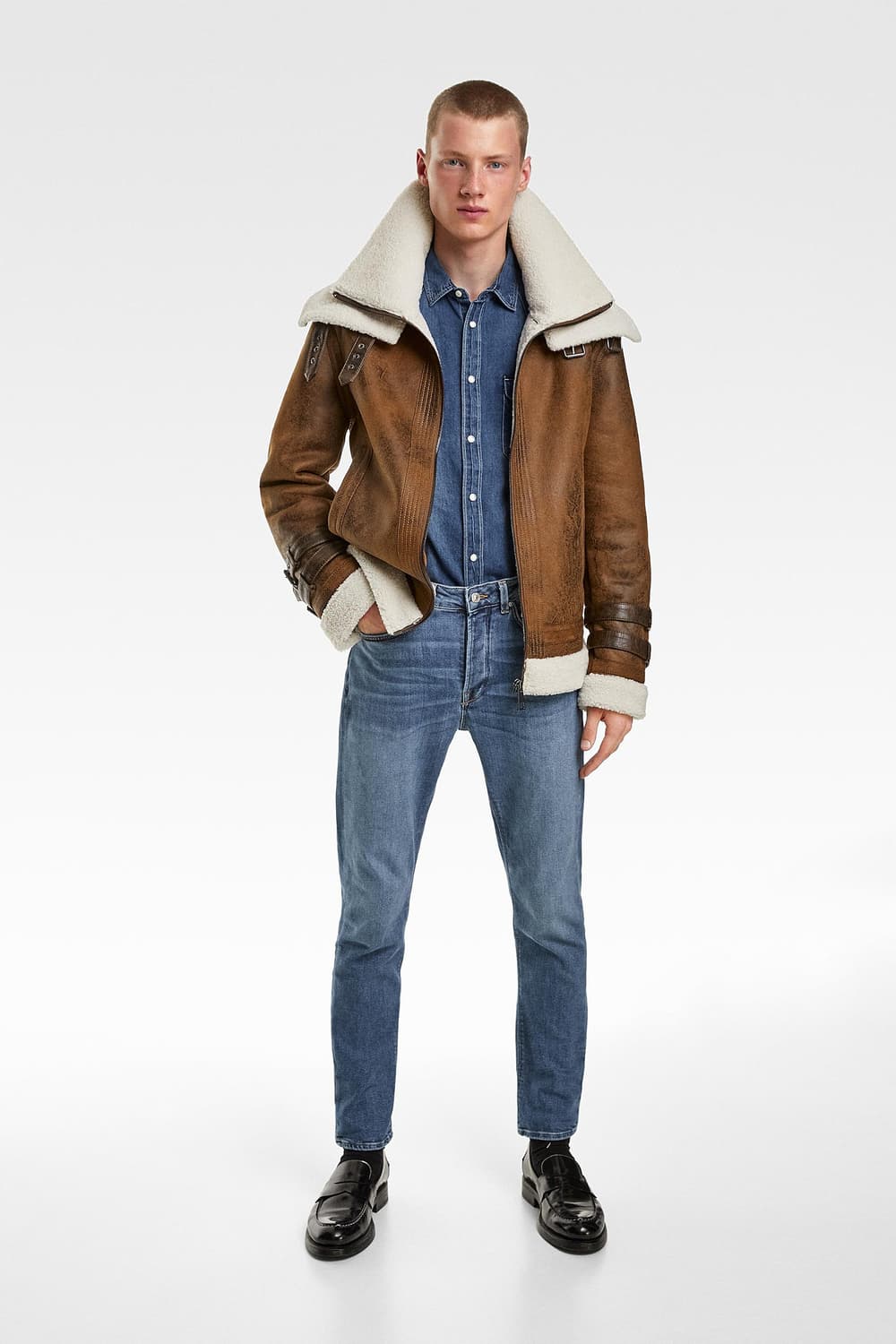 자라 ZARA 무스탕 점퍼 남성L 상품이미지10