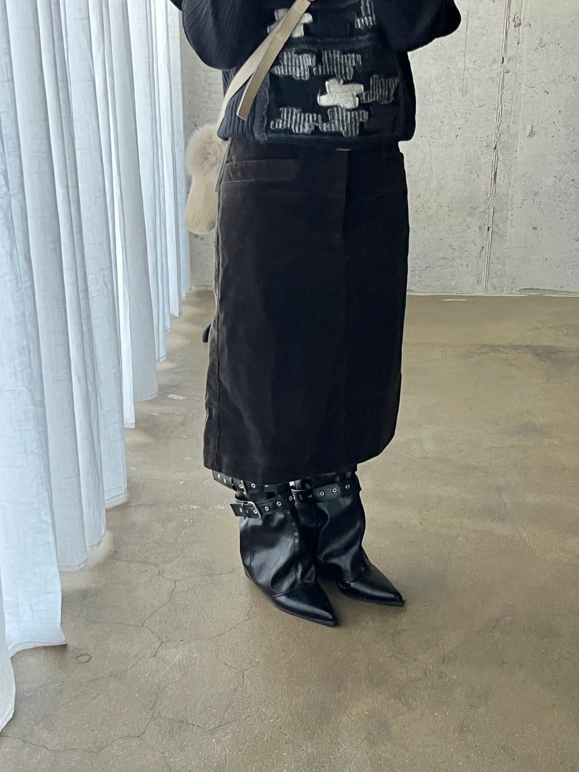 MHLmargarethowell 마가렛호웰 코듀로이 스커트 다크그린 상품이미지5