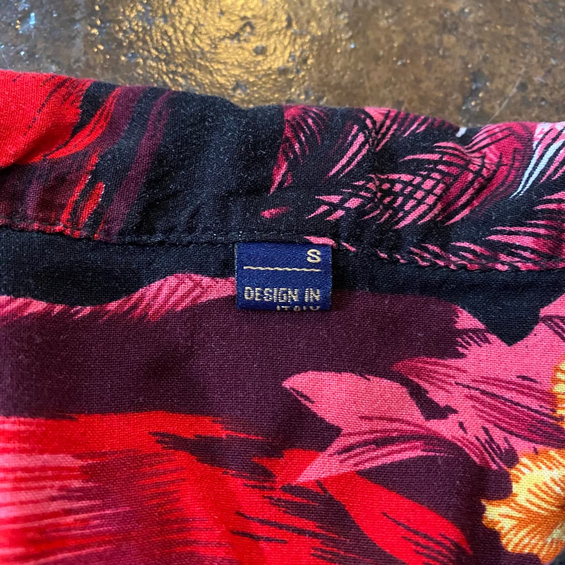 빈티지 레드 하와이안 야자수 반팔 셔츠 상품이미지3