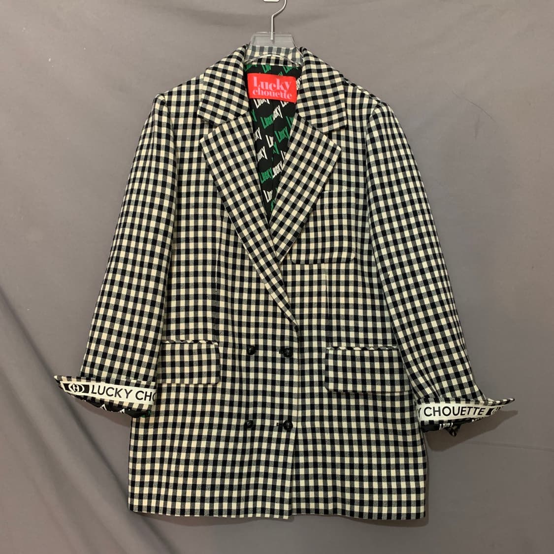 36 럭키슈에뜨 울 모직 혼방 체크 더블 자켓 상품이미지1