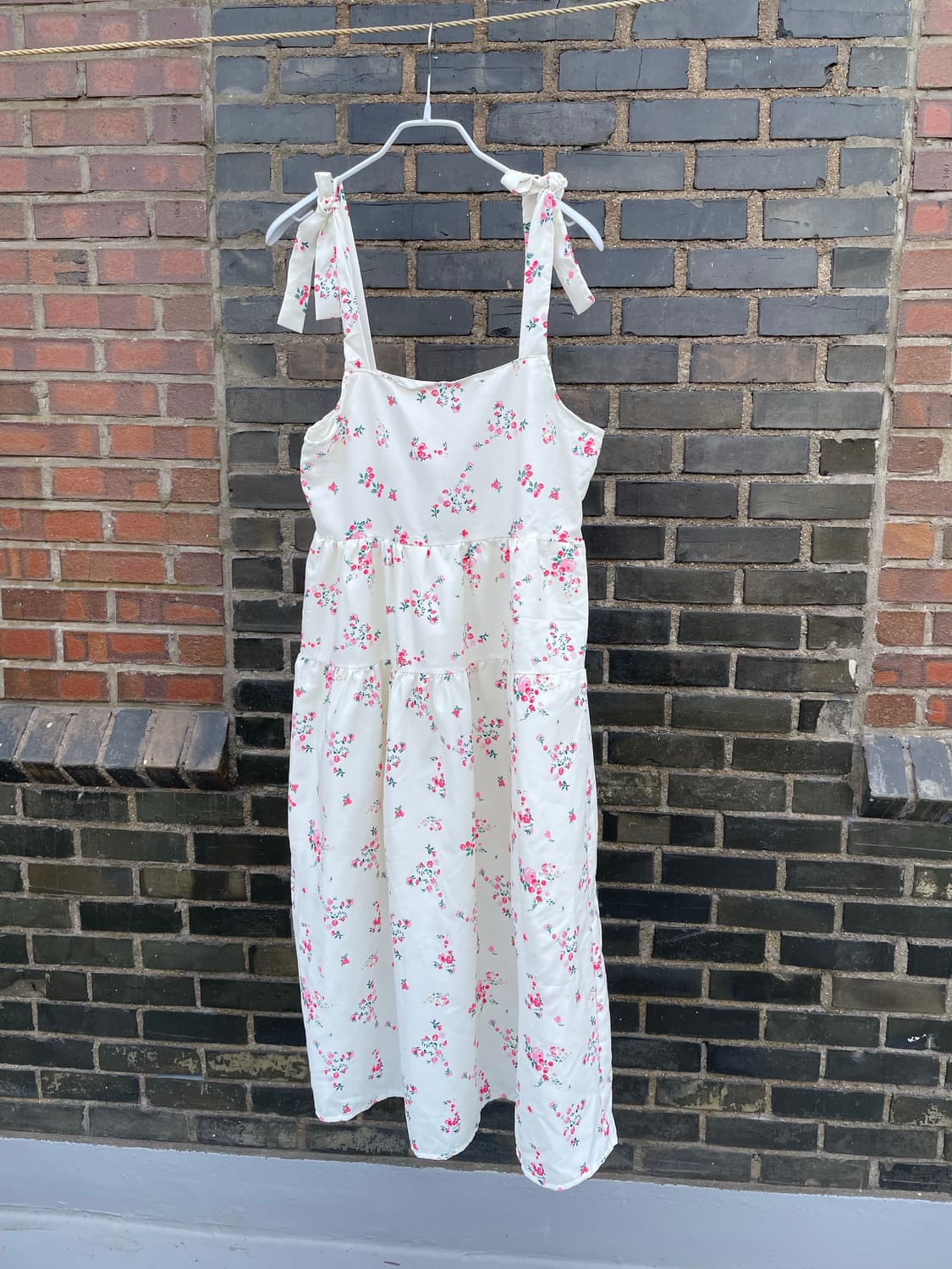 플라워 리본 끈 뷔스티에 롱 원피스 상품이미지1