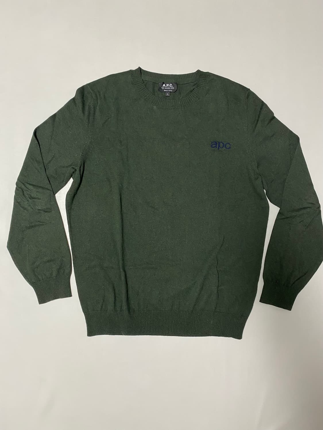 A.P.C. 아페쎄 카키색 로고 니트 L 상품이미지3